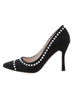 Escarpins à Talons Hautes Fins Femmes à Cuir Synthétique avec Bout Pointu Imprimés les pois Bicolores