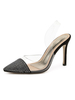 Escarpins à Talons Hautes Fins Femmes à Cuir Synthétique Transparents avec Bout Pointu Décors avec Paillettes Bicolores