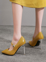 Escarpins à Talons Hautes Fins Femmes à Cuir Synthétique Vernis avec Bout Pointu Décors avec Boutons Unicolore