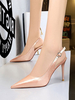 Escarpins à Talons Hautes Fins Femmes à Cuir Synthétique Vernis avec Bout Pointu Unicolore Sexy
