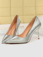 Escarpins à Talons Hautes Fins Femmes à Cuir Synthétique Vernis Imprimé avec Bout Pointu Unicolore Sexy