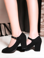 Escarpins à Talons Hautes Mary Jane Femmes à Cuir Synthétique en Crôute avec Bout rond Unicolore