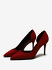 Escarpins à talons hauts en daim chaussures habillées rouges à bout pointu et à talons aiguilles