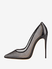Escarpins à talons hauts en maille noire et bout pointu