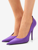 Escarpins à talons hauts en satin violet à bout pointu pour femmes
