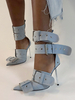 Escarpins à talons hauts et bout pointu avec bride boucle à la cheville pour femmes