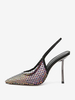 Escarpins À Talons Hauts Femmes Bout Pointu Maille Strass Bride de Cheville