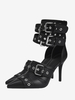 Escarpins à talons hauts noirs à bout pointu et boucle chaussures femme