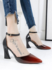 Escarpins à talons hauts pour femmes; bout pointu bordeaux; talon épais; bride à la cheville