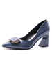 Escarpins à talons hauts pour femmes; bout pointu; boucle de talon en forme spéciale; escarpins bleu marine foncé