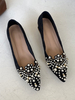 Escarpins à Talons Mi-hautes Décors avec Paillettes à Cuir Synthétique en Crôute avec Bout Pointu Bicolores