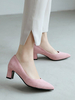 Escarpins à talons mi-hauts pour femmes roses à bout pointu confortable