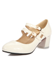 Escarpins à talons épais en Synthétique verni unicolore Chaussures Mary Janes semelle caoutchouc