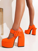 Escarpins avec Plateforme à Talons Hauts Femme avec Bout Rond avec Boucles Unicolore