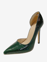 Escarpins bas à talons hauts et bout pointu à motif serpent pour femmes