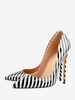 Escarpins bas à talons hauts pour femmes imprimé zèbre talon aiguille cuir PU