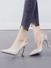 Escarpins Chaussures à Talons Hautes Fins à Cuir Synthétique avec Bout Pointu Cousu avec Métals