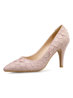 Escarpins Chaussures à Talons Hautes Fins avec Bout Pointu Imprimé à Cuir Synthétique Unicolore