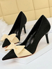 Escarpins Chaussures à Talons Hautes Hivers à Bout Pointu Décors avec Noeud Bicolores