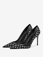 Escarpins Chaussures Femme Habillées Noires Imprimés À Bout Pointu Et À Enfiler