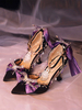 Escarpins Chaussures gothiques Lolita Chaînes noires Nœuds Volants à talons aiguilles