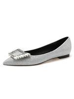 Escarpins Chaussures Plates Femmes avec Bout Pointu Décors avec Boucles à Cuir Synthétique Unicolore avec Paillettes