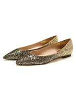 Escarpins Chaussures Plates Femmes avec Bout Pointu Décors avec Boucles avec Paillettes à Cuir Synthétique Unicolore