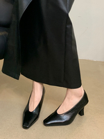 Escarpins Chics À Talons Hauts Chaussures Femmes Bout Carré Talon Épais Cuir PU