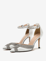 Escarpins de mariée Chaussures de mariage en satin à bout pointu