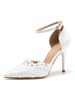 escarpins de mariée en dentelle bout pointu talon haut blanche