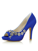 Escarpins de mariée ivoire en fausse soie bout ouvert talon haut Chaussures de mariage
