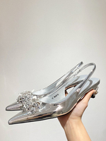 Escarpins en cuir PU à talons mi-bas pour femmes