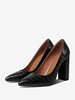 Escarpins femme à talons hauts noirs bout pointu pierre talons épais