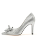 Escarpins femme argent bour pointu talon haut