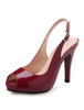 Escarpins femme bordeaux dos nu bout ouvert talon haut