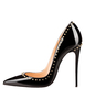 Escarpins femme bout pointu talon aiguilles noir décoré de rivet