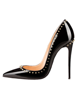 Escarpins femme bout pointu talon aiguilles noir décoré de rivet
