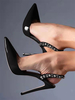 Escarpins Femme Chaussures Soirée Noires À Talons Hauts Bout Pointu Strass Sexy