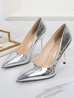 Escarpins femme grande taille bout pointu talon aiguille élégant en cuir PU ruban sexy talons