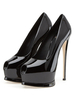 Escarpins femme noir bout ouvert chaussures à talon plateforme talons hauts