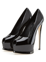 Escarpins femme noir bout ouvert chaussures à talon plateforme talons hauts