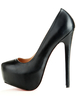 Escarpins femme noir en peau de mouton plateforme talon haut