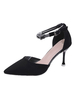 Escarpins femme noir en PU bout pointu talon haut boucle réglable