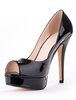 Escarpins femme noir en PU vernis bout ouvert talon haut