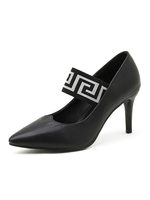 Escarpins femme noir talon haut bout pointu à cuir synthétique