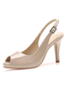 Escarpins femme nude en PU vernis bout ouvert talon haut