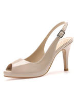 Escarpins femme nude en PU vernis bout ouvert talon haut