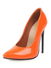 Escarpins femme orange en PU talon haut bout pointu