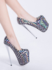 Escarpins femme plateforme talon haut argent brillante en PU