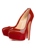 Escarpins femme rouge en PU verni talon haut plateforme